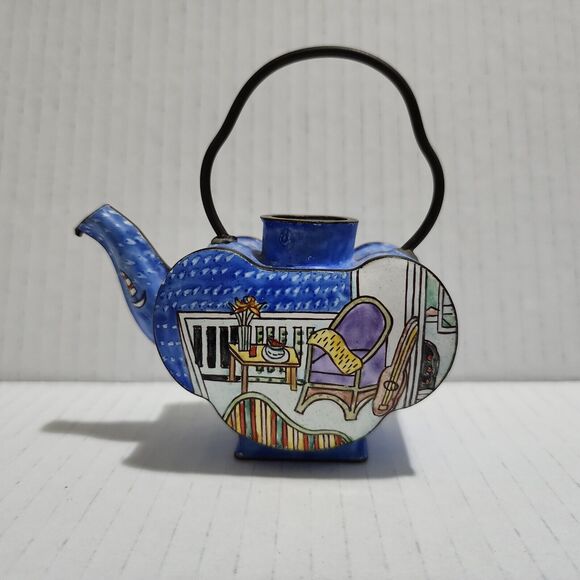 Empress Arts Miniature Metal Enamel Teapot Chair Guitar Table Balcony Ocean - Picture 1 of 9